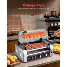 Electric 12 Hot Dog 5 Roller Commercial Grill Cooker Machine Cover 750W