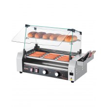 Electric 12 Hot Dog 5 Roller Commercial Grill Cooker Machine Cover 750W