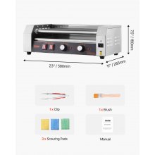 Electric 12 Hot Dog 5 Roller Commercial Sausage Grill Cooker Machine 750W