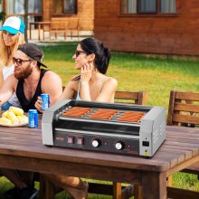 Electric 12 Hot Dog 5 Roller Commercial Sausage Grill Cooker Machine 750W