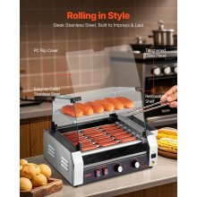 Electric 18 Hot Dog 7 Roller Commercial Grill Cooker Machine Cover 1050W