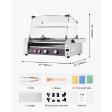 Electric 18 Hot Dog 7 Roller Commercial Grill Cooker Machine Cover 1050W