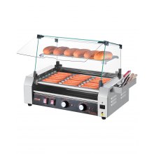 Electric 18 Hot Dog 7 Roller Commercial Grill Cooker Machine Cover 1050W