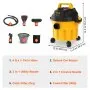 VEVOR Wet Dry Vac, 2.6 Gallon, 2.5 Peak HP, 3 in 1 Portable Shop Vacuum with Blowing Function, Attachments Storage, Perfect for Cleaning Floor, Upholstery, Gap, Car, Black/Yellow, ETL Listed