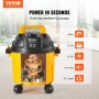 VEVOR Wet/Dry Shop Vacuum Vac 10L 2 Peak HP με πλούσια προσαρτήματα ακροφυσίων Κίτρινο