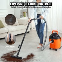 VEVOR Wet/Dry Shop Vacuum Vac 18L 6 Peak HP w/ Nozzle Rich Attachments Orange