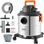 VEVOR Wet/Dry Shop Vacuum Vac 20L 6 Peak HP w/ Nozzle Stainless Steel Silver