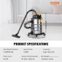 VEVOR Stainless Steel Wet Dry Shop Vacuum, 8 Gallon 6 Peak HP Wet/Dry Vac, Powerful Suction with Blower Function w/ Attachment 2-in-1 Crevice Nozzle, Small Shop Vac Perfect for Carpet Debris, Pet Hair