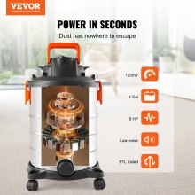 VEVOR Wet/Dry Shop Vacuum Vac 30L 6 Peak HP w/ Nozzle Stainless Steel Silver