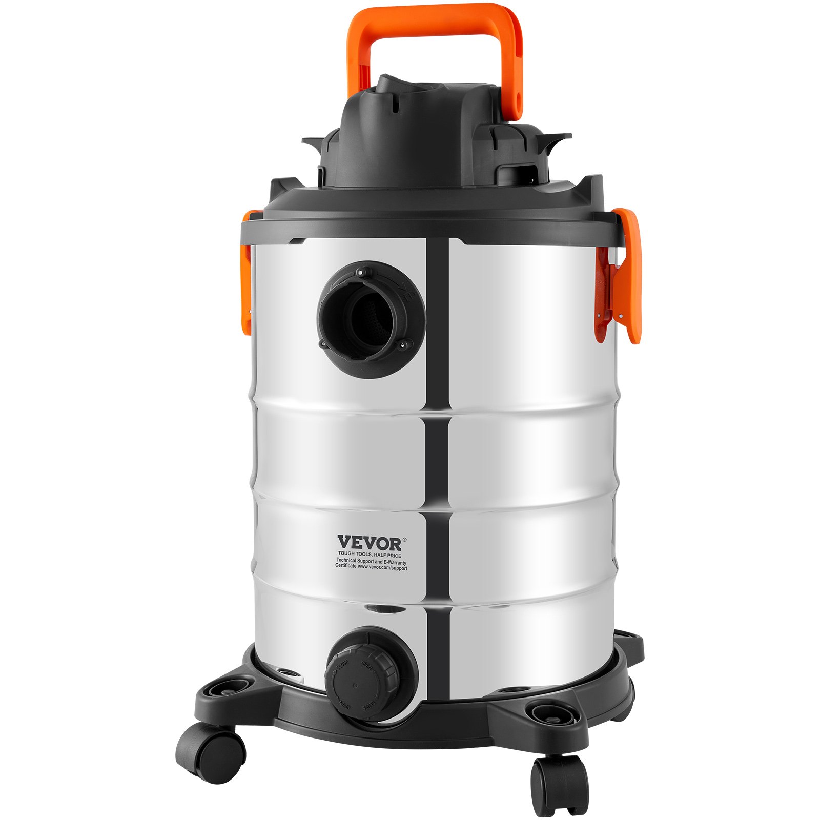VEVOR Stainless Steel Wet Dry Shop Vacuum, 8 Gallon 6 Peak HP Wet/Dry Vac, Powerful Suction with Blower Function with Attachments 2-in-1 Crevice Nozzle, Small Shop Vac Perfect for Carpet Debris, Pet Hair, Car