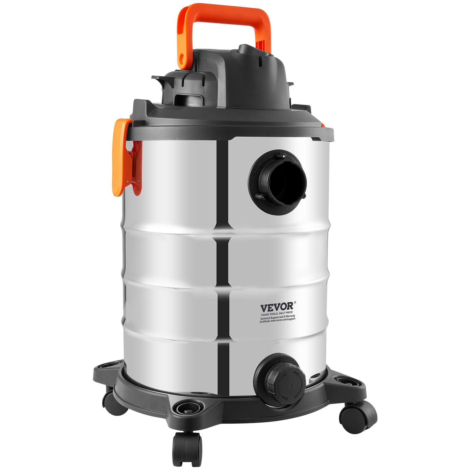 VEVOR Stainless Steel Wet Dry Shop Vacuum, 8 Gallon 6 Peak HP Wet/Dry Vac, Powerful Suction with Blower Function with Attachments 2-in-1 Crevice Nozzle, Small Shop Vac Perfect for Carpet Debris, Pet Hair, Car