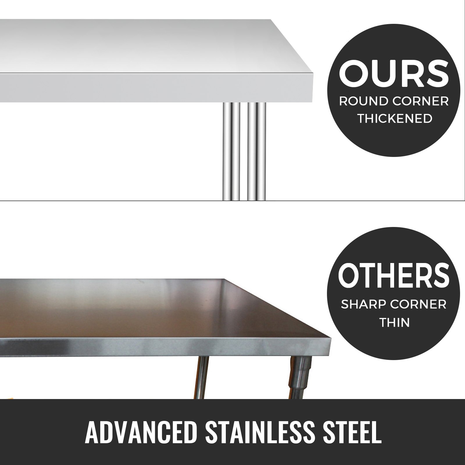 VEVOR Stainless Steel Work Table 12 x 24 x 34 Inch, 700 LBS Load Capacity with 4 Wheels, 3 Adjustable Height Levels, Heavy Duty Food Prep Worktable for Commercial Kitchen Restaurant, Silver
