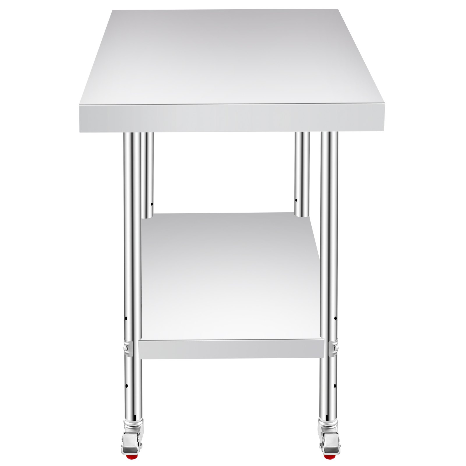 VEVOR Stainless Steel Work Table 12 x 24 x 34 Inch, 700 LBS Load Capacity with 4 Wheels, 3 Adjustable Height Levels, Heavy Duty Food Prep Worktable for Commercial Kitchen Restaurant, Silver