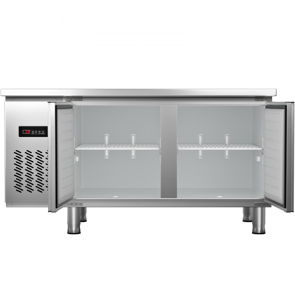 VEVOR Commercial Refrigerator,60'' Undercounter Refrigerator, Stainless Steel Built-in and Freestanding Worktop Refrigerator, Under Counter Cooler with Digital Temperature Control 23°F ~ 50°F