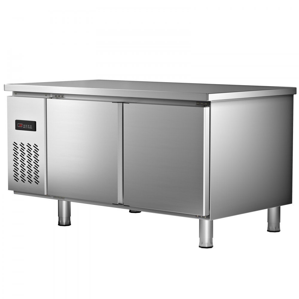 VEVOR Commercial Refrigerator,60'' Undercounter Refrigerator, Stainless Steel Built-in and Freestanding Worktop Refrigerator, Under Counter Cooler with Digital Temperature Control 23°F ~ 50°F