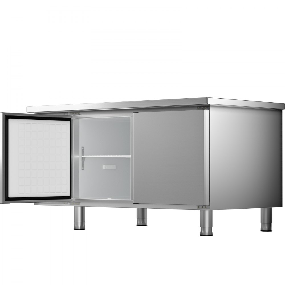 VEVOR Commercial Refrigerator,60'' Undercounter Refrigerator, Stainless Steel Built-in and Freestanding Worktop Refrigerator, Under Counter Cooler with Digital Temperature Control 23°F ~ 50°F