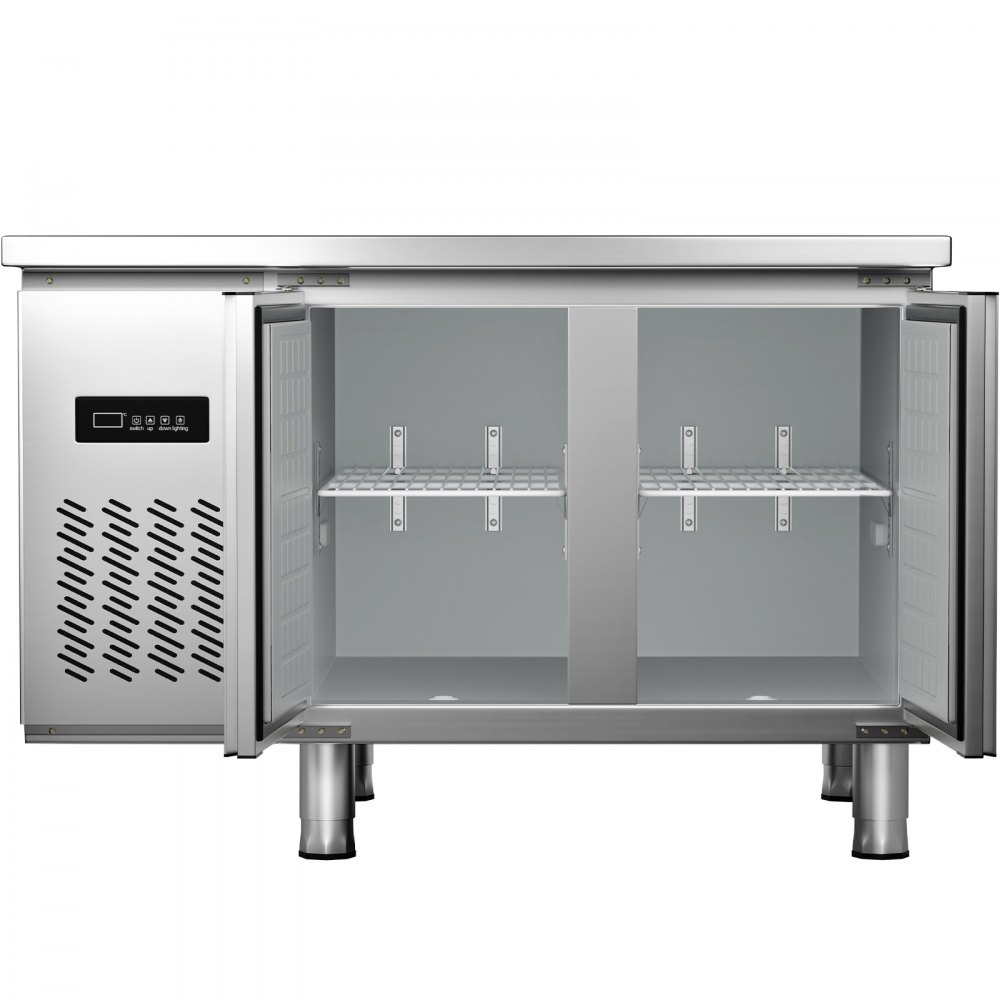 VEVOR Commercial Refrigerator,48'' Undercounter Refrigerator, Stainless Steel Built-in and Freestanding Worktop Refrigerator, Under Counter Cooler with Digital Temperature Control 23°F ~ 50°F for Restaurant Kitchen, 2 Door