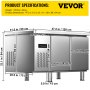 VEVOR Commercial Refrigerator,48'' Undercounter Refrigerator, Stainless Steel Built-in and Freestanding Worktop Refrigerator, Under Counter Cooler with Digital Temperature Control 23°F ~ 50°F for Restaurant Kitchen, 2 Door