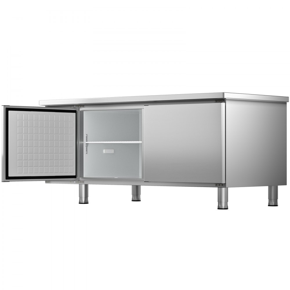VEVOR Commercial Refrigerator,72'' W Undercounter Refrigerator, Stainless Steel Built-in and Freestanding Worktop Refrigerator, Under Counter Cooler with Digital Temperature Control 23°F ~ 50°F for Restaurant Kitchen, 2 Door