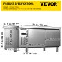 VEVOR Commercial Refrigerator,72'' W Undercounter Refrigerator, Stainless Steel Built-in and Freestanding Worktop Refrigerator, Under Counter Cooler with Digital Temperature Control 23°F ~ 50°F for Restaurant Kitchen, 2 Door