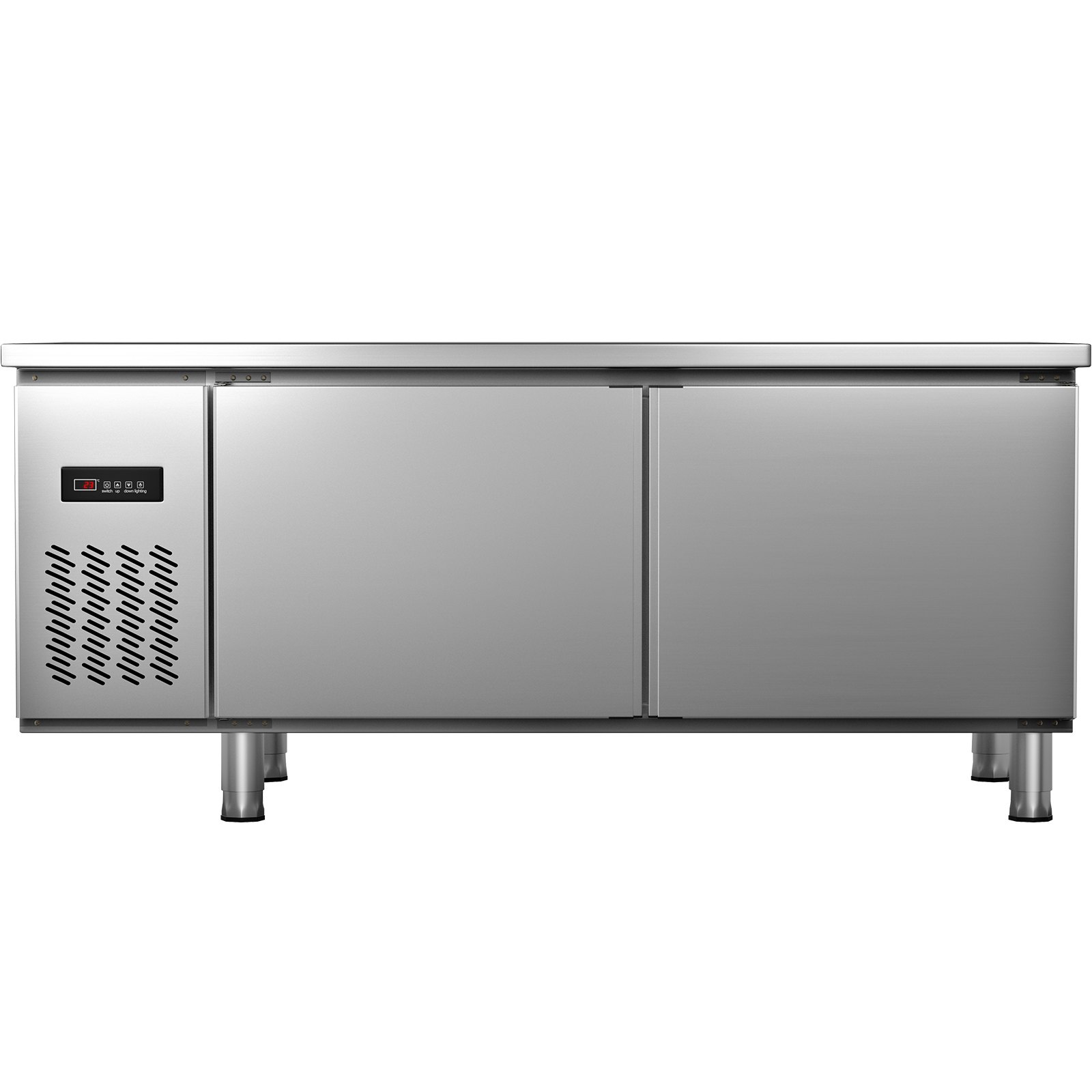 VEVOR Commercial Refrigerator,72'' W Undercounter Refrigerator, Stainless Steel Built-in and Freestanding Worktop Refrigerator, Under Counter Cooler with Digital Temperature Control 23°F ~ 50°F for Restaurant Kitchen, 2 Door