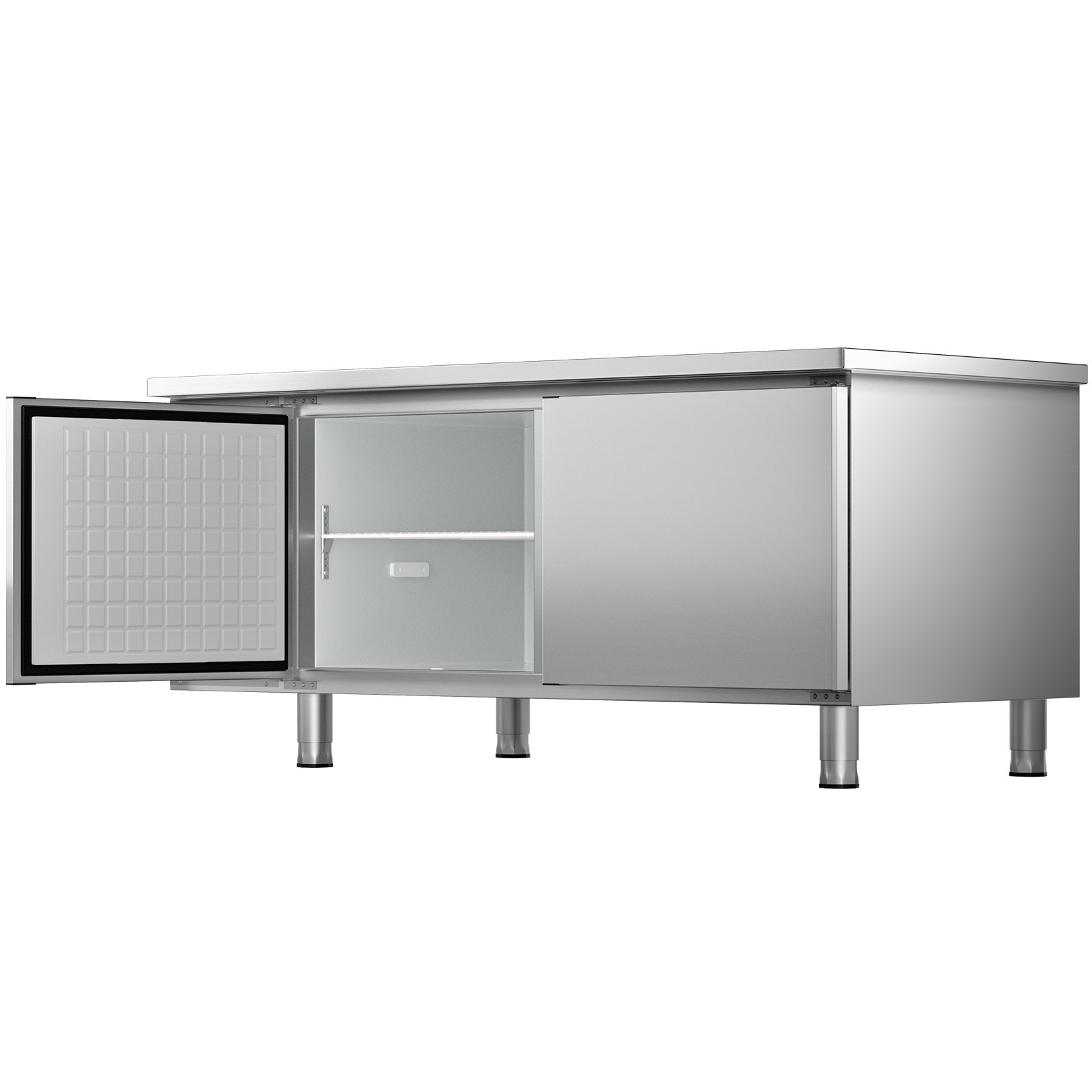 VEVOR Commercial Refrigerator,72'' W Undercounter Refrigerator, Stainless Steel Built-in and Freestanding Worktop Refrigerator, Under Counter Cooler with Digital Temperature Control 23°F ~ 50°F for Restaurant Kitchen, 2 Door