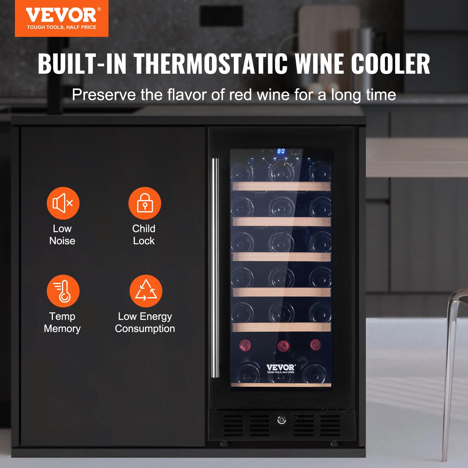 Wine Cooler, 30 Bottles Capacity Under Counter Built-in or Freestanding Wine Refrigerator, Beverage Cooler with Blue LED Light, Single Door, Child Lock for Drink Beer Soda Wine Water, ETL Listed Wine Cooler, 30 Bottles Capacity Under Counter Built-in or Freestanding Wine Refrigerator, Beverage Cooler with Blue LED Light, Single Door, Child Lock for Drink Beer Soda Wine Water, ETL Listed