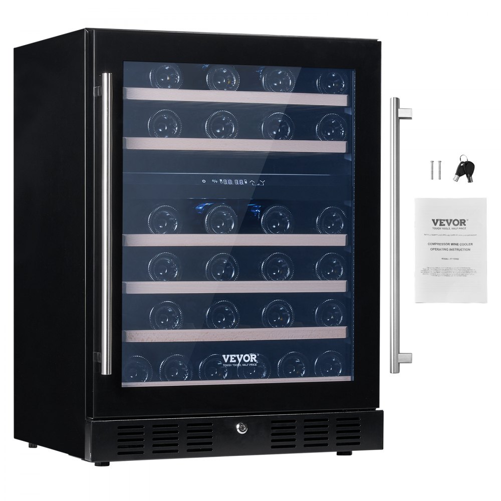 NewAir Refrigerador de vino de 15 pulgadas | Capacidad de 29 botellas |  Refrigerador integrado o de pie | Refrigerador de vino de doble zona con