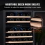 VEVOR Wine Cooler, 46 Bottles Under Counter Built-in or Freestanding Wine Refrigerator, Dual Zone Beverage Cooler with Blue LED Light, Single Door, Child Lock for Beer Soda Wine Water, ETL Listed