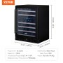 VEVOR Wine Cooler, 46 Bottles Under Counter Built-in or Freestanding Wine Refrigerator, Dual Zone Beverage Cooler with Blue LED Light, Single Door, Child Lock for Beer Soda Wine Water, ETL Listed