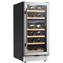 Wine Cooler 28 Bottle Dual Zone Mini Wine Fridge with Glass Door Temp Control