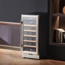 Wine Cooler 28 Bottle Mini Wine Fridge with Glass Door Digital Temp Control