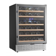 Wine Cooler 46 Bottle Dual Zone Wine Refrigerator with Glass Door Temp Control