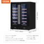 VEVOR Wine Cooler, 78 Cans and 20 Bottles Under Counter Built-in or Freestanding Wine Refrigerator, Dual Zone and Dual Door Beverage Cooler with Blue Light, Lock for Beer Soda Wine Water, ETL Listed