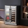 VEVOR Wine and Beverage Refrigerator, 24 in Dual Zone Wine Cooler, Built-in & Freestanding Fridge with Glass Doors, Adjustable Shelves, Digital Temperature Control, 64 Cans and 20 Bottles Capacity