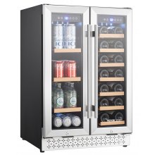 VEVOR Wine and Beverage Refrigerator 24 in Dual Zone Wine Cooler Glass Doors