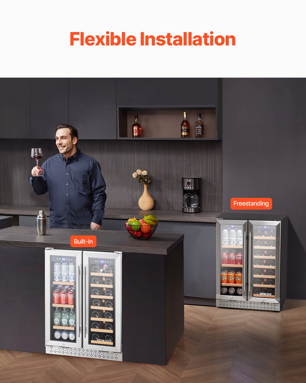 Wine and Beverage Refrigerator 24 in Dual Zone Wine Cooler with Glass Doors Wine and Beverage Refrigerator 24 in Dual Zone Wine Cooler with Glass Doors