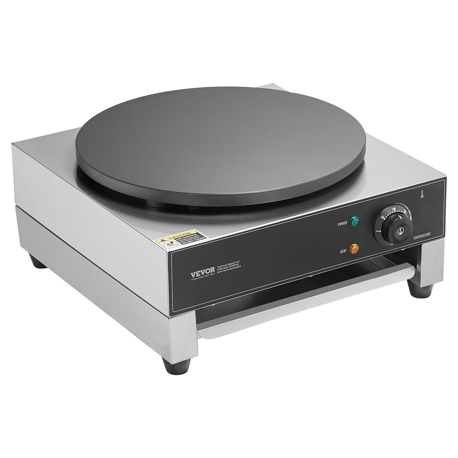 VEVOR Electric Crepe Maker, 16-Inch Commercial Crepe Machine, 3000W Flat Plate Crepe Griddle, Nonstick Stainless Steel Pancake Making Machine, Desktop Circular Cereals Pancake Stove with Temp Control