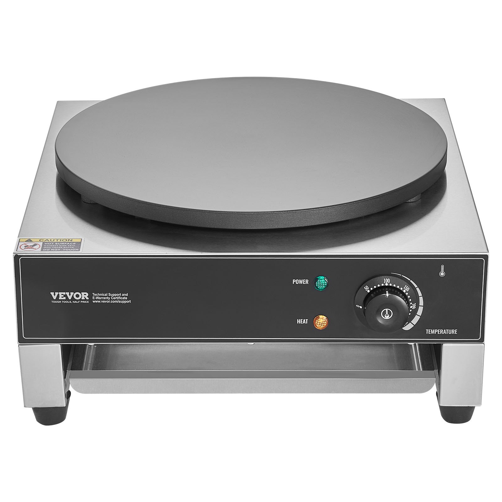 VEVOR Electric Crepe Maker, 16-Inch Commercial Crepe Machine, 3000W Flat Plate Crepe Griddle, Nonstick Stainless Steel Pancake Making Machine, Desktop Circular Cereals Pancake Stove with Temp Control