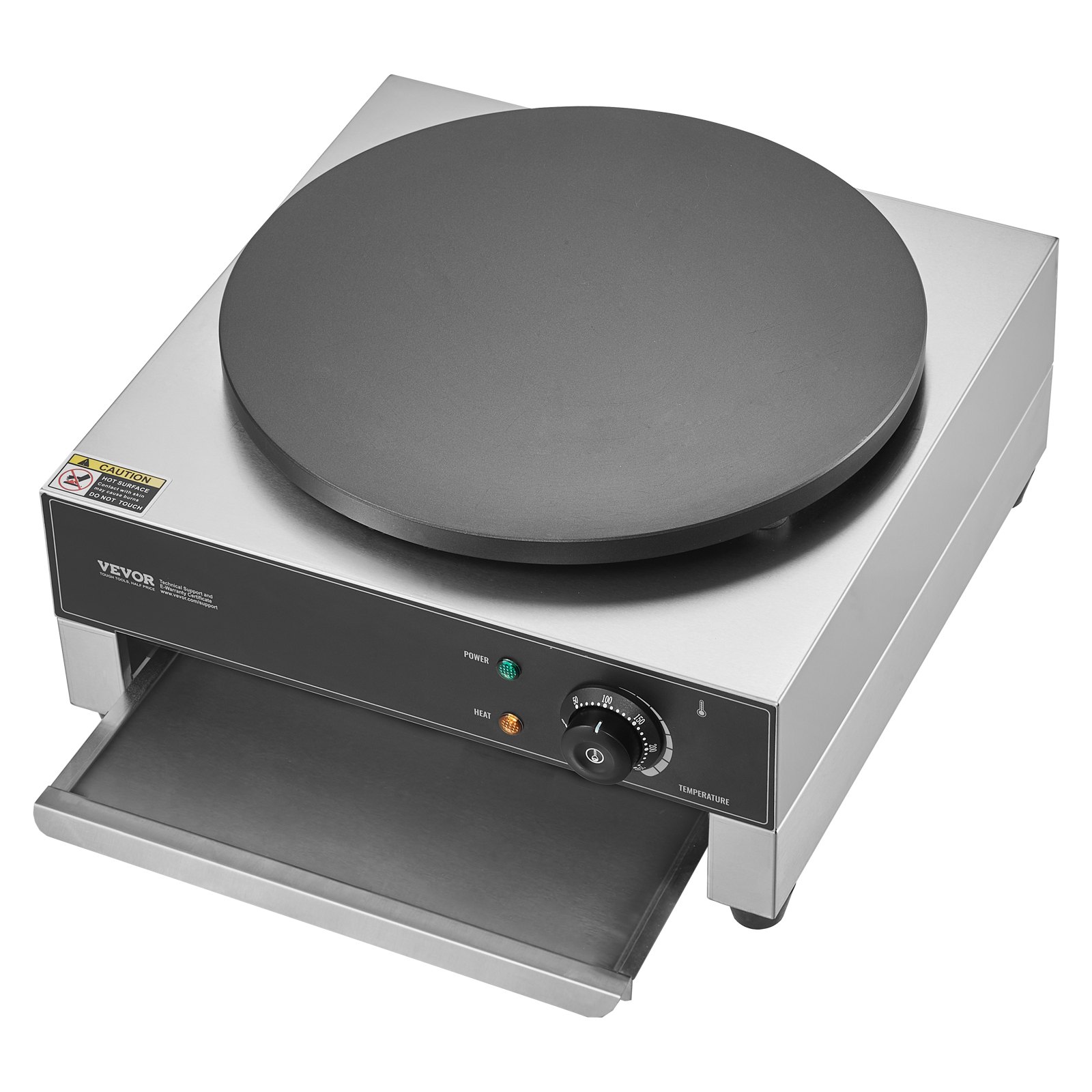 VEVOR Electric Crepe Maker, 16-Inch Commercial Crepe Machine, 3000W Flat Plate Crepe Griddle, Nonstick Stainless Steel Pancake Making Machine, Desktop Circular Cereals Pancake Stove with Temp Control
