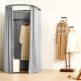 VEVOR Fitting Room, Dressing Room with Thick Polyester Curtains, Privacy Space with Shading Curtain and a Hook, for Boutique, Mall, Tailor's Store & Outdoor 39 x 37 x 79 in (Black and Gray-White)