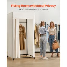 Fitting Room Moveable Dressing Room 39 in Privacy Space (Black and Beige)