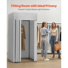 VEVOR Fitting Room, Dressing Room with Thick Polyester Curtains, Privacy Space with Shading Curtain and a Hook, for Boutique, Mall, Tailor's Store & Outdoor 39 x 39 x 78 in (Black and Gray-White)