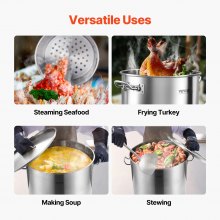 VEVOR 100QT Stainless Steel Stockpot Cooking Kitchen Sauce Pot with Basket Lid