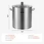 VEVOR Stainless Steel Stockpot, 24 Quart Cooking Pots, Cookware Sauce Pot with Lid, and Handle, Heavy Duty Commercial Grade Stock Pot, Sanding Treatment, for Steaming Boiling or Frying Silver