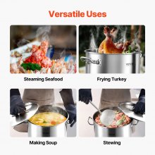 VEVOR 53QT Stainless Steel Stockpot Cooking Kitchen Sauce Pot with Lid Handle