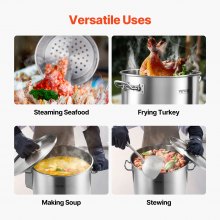 VEVOR 64QT Stainless Steel Stockpot Cooking Kitchen Sauce Pot with Basket Lid