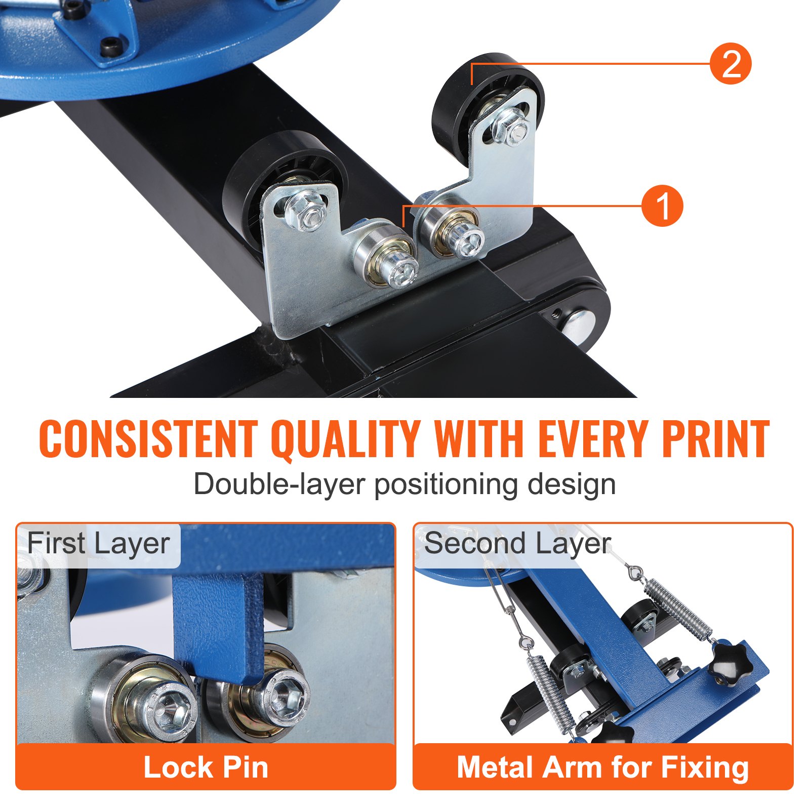 VEVOR Screen Printing Machine, 4 Color 2 Station, 360° Rotable Silk Screen Printing Press, 21.2 x 17.7in / 54 x 45cm Screen Printing Press, Dual-layer Positioning Pallet for DIY T-shirt Printing