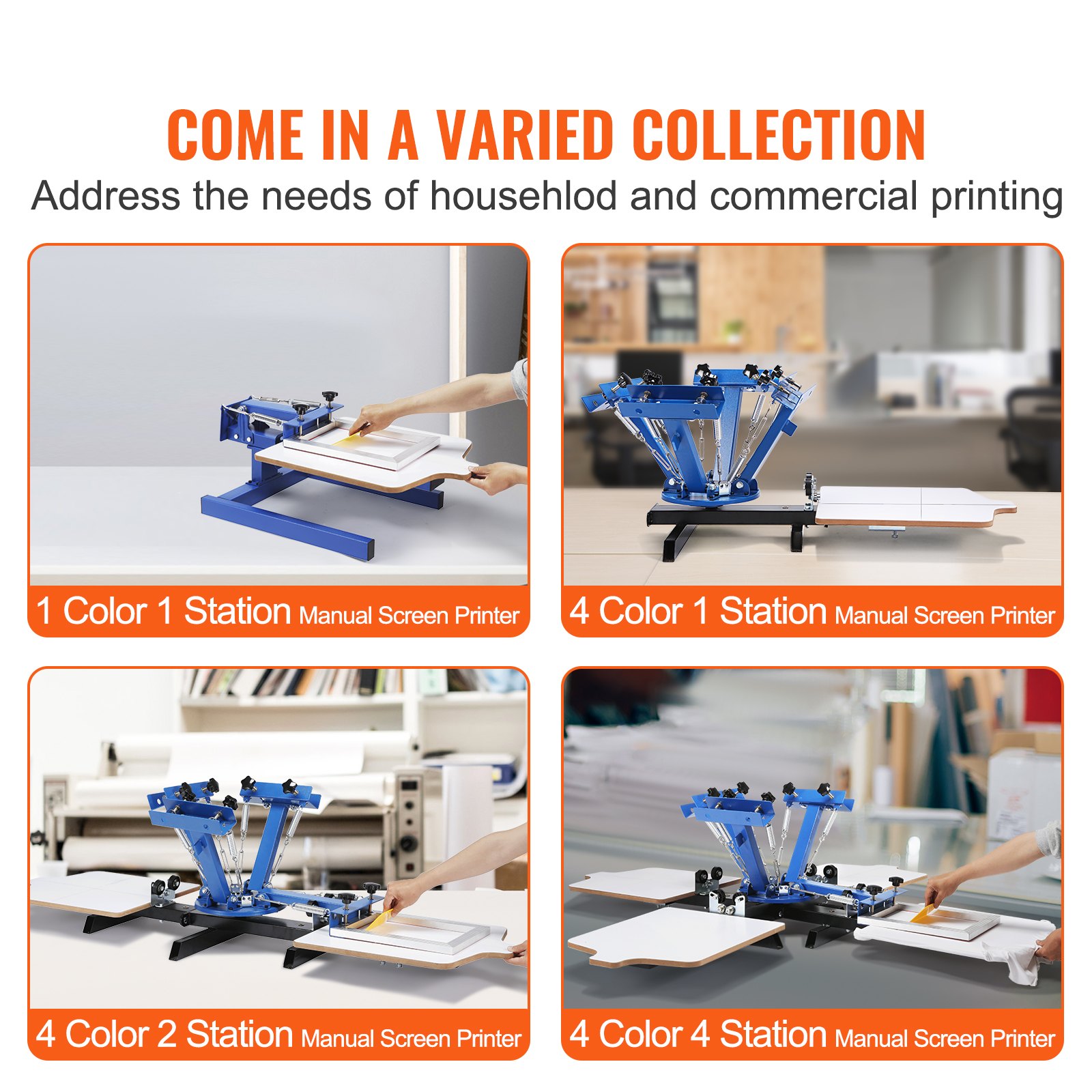 VEVOR Screen Printing Machine, 4 Color 2 Station, 360° Rotable Silk Screen Printing Press, 21.2 x 17.7in / 54 x 45cm Screen Printing Press, Dual-layer Positioning Pallet for DIY T-shirt Printing