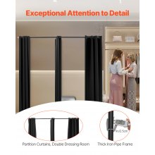 Fitting Room Portable Dressing Room 79 x 39 x 79 in Privacy Space (Black)